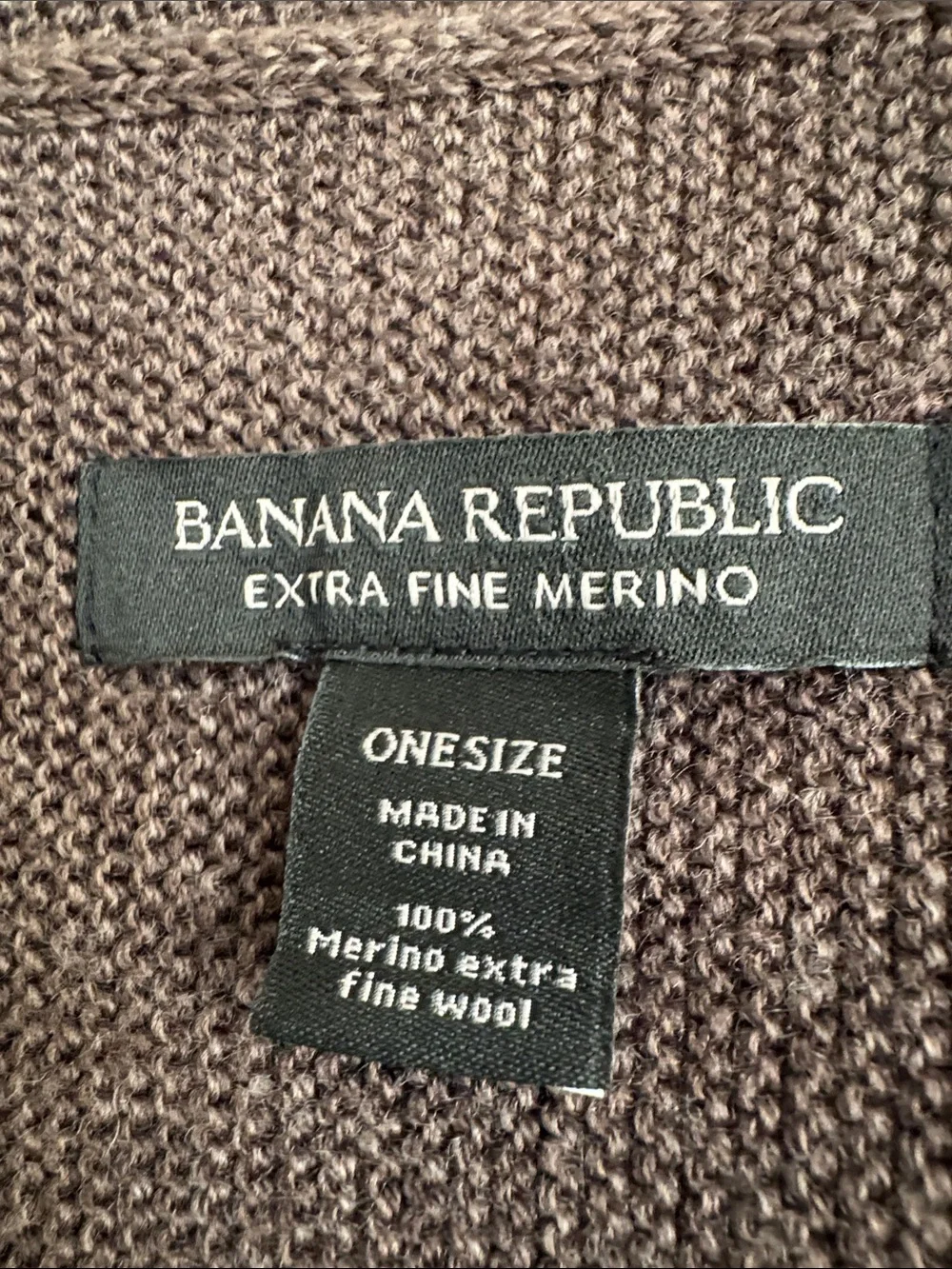 Banana Republic Extra Fine Merino Wool Knit Scarf Dark Brown 12”x80” NWOT